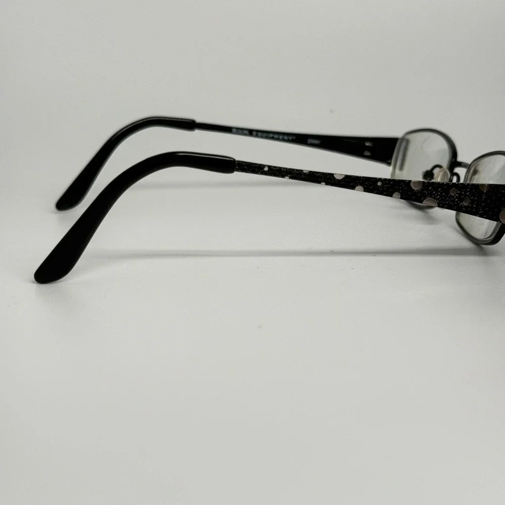 B.U.M. Equipment Zany Black Oval Eyeglass Frames 47-16-130 Patterned Temples